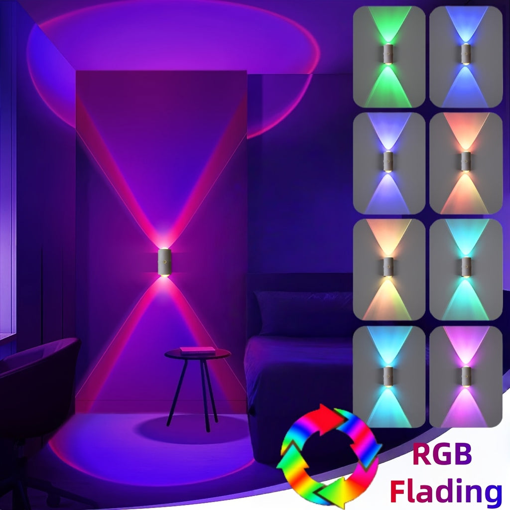 [2/4pcs RGB Motion Sensor Lights] Rechargeable LED Wall Lights with Motion Detection | Magnetic RGB Night Lights, Adjustable RGB Gradient Ambient Lighting, Battery Operated, Ideal for Bedroom, Living Room, And Cabinet Decoration