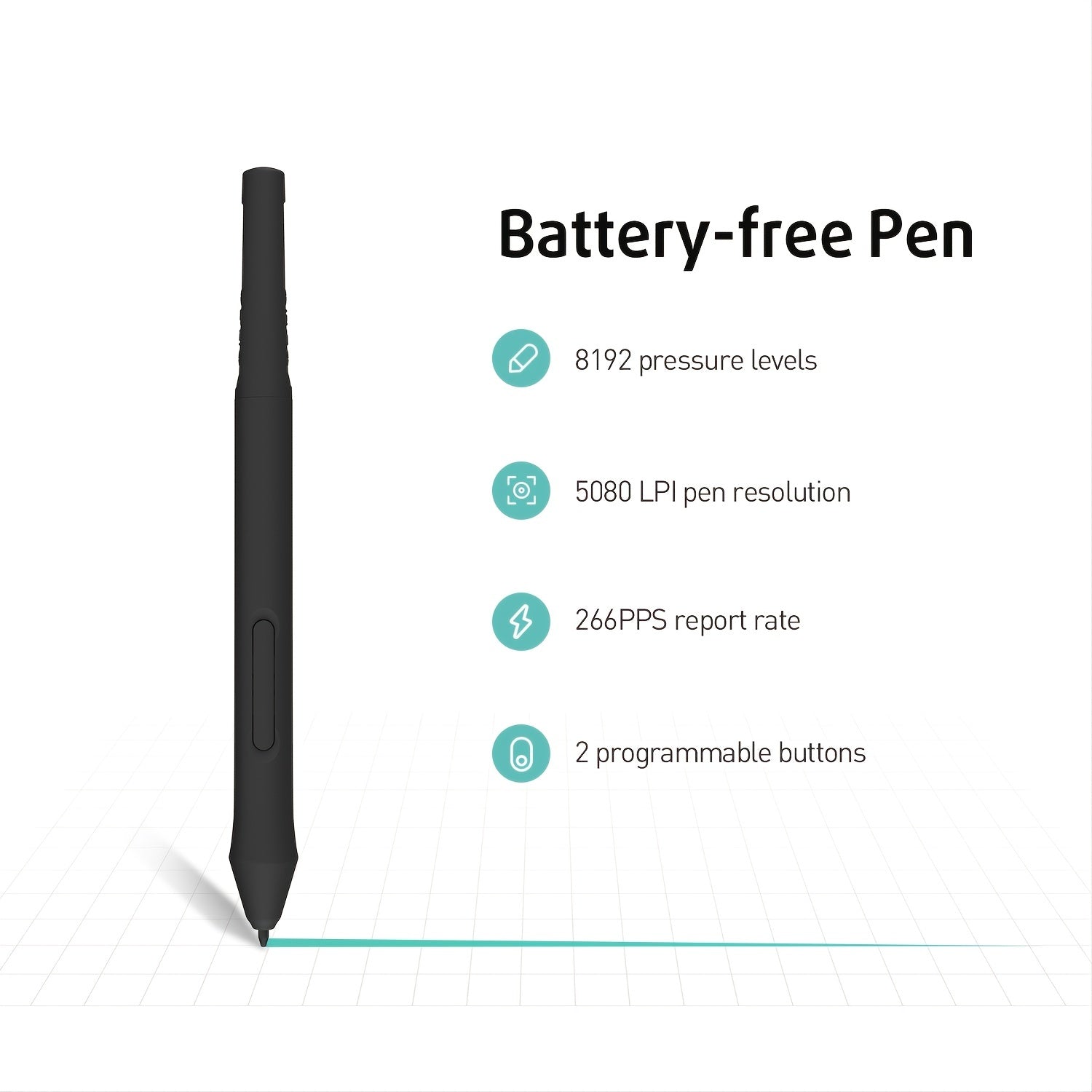 1pc XENX Drawing Tablet, ABS Material, 8192 Pressure Levels, 5080 LPI Pen Resolution, 266 PPS Reporting Rate, 2 Programmable Buttons, No Battery, Compatible with Mobile & Computer, Portable Design for Digital Art, Animation, Industrial Design