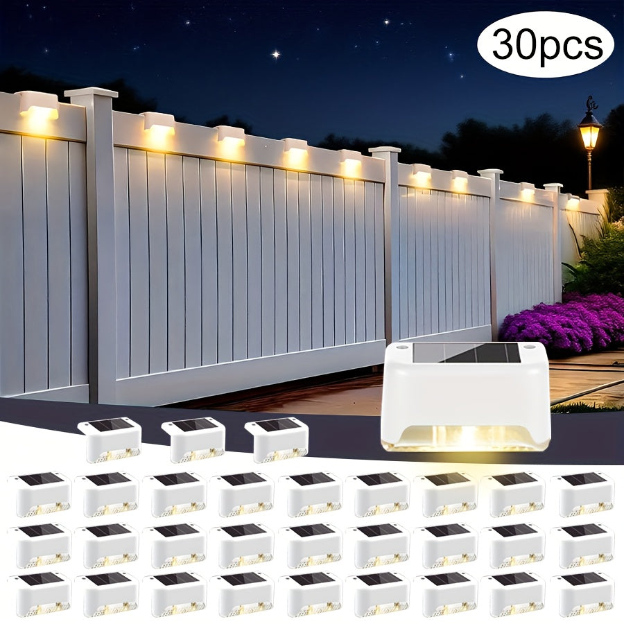 Solar Outdoor Lights - 30/20pcs Solar Deck Lights, Solar Power Step Lights, IP44 LED Lights Warm White, for Home Garden Decoration, Solar Decorative Stair Lights for Outdoor Landscape Lighting, Fences, Patio, Courtyards, Terraces, Paths.