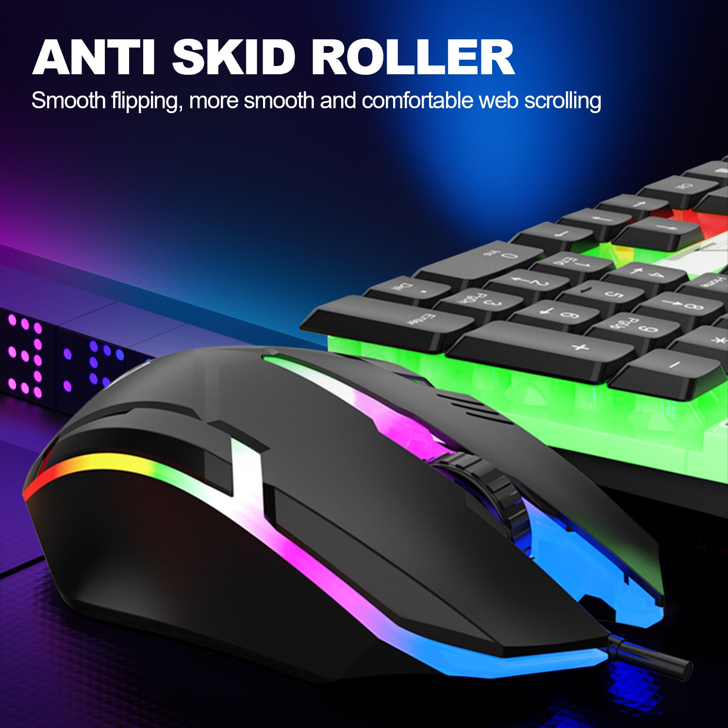 Computer Desktop Gaming Keyboard and Mouse Set Wired USB Keyboard and Mouse Combo with Backlight for PC