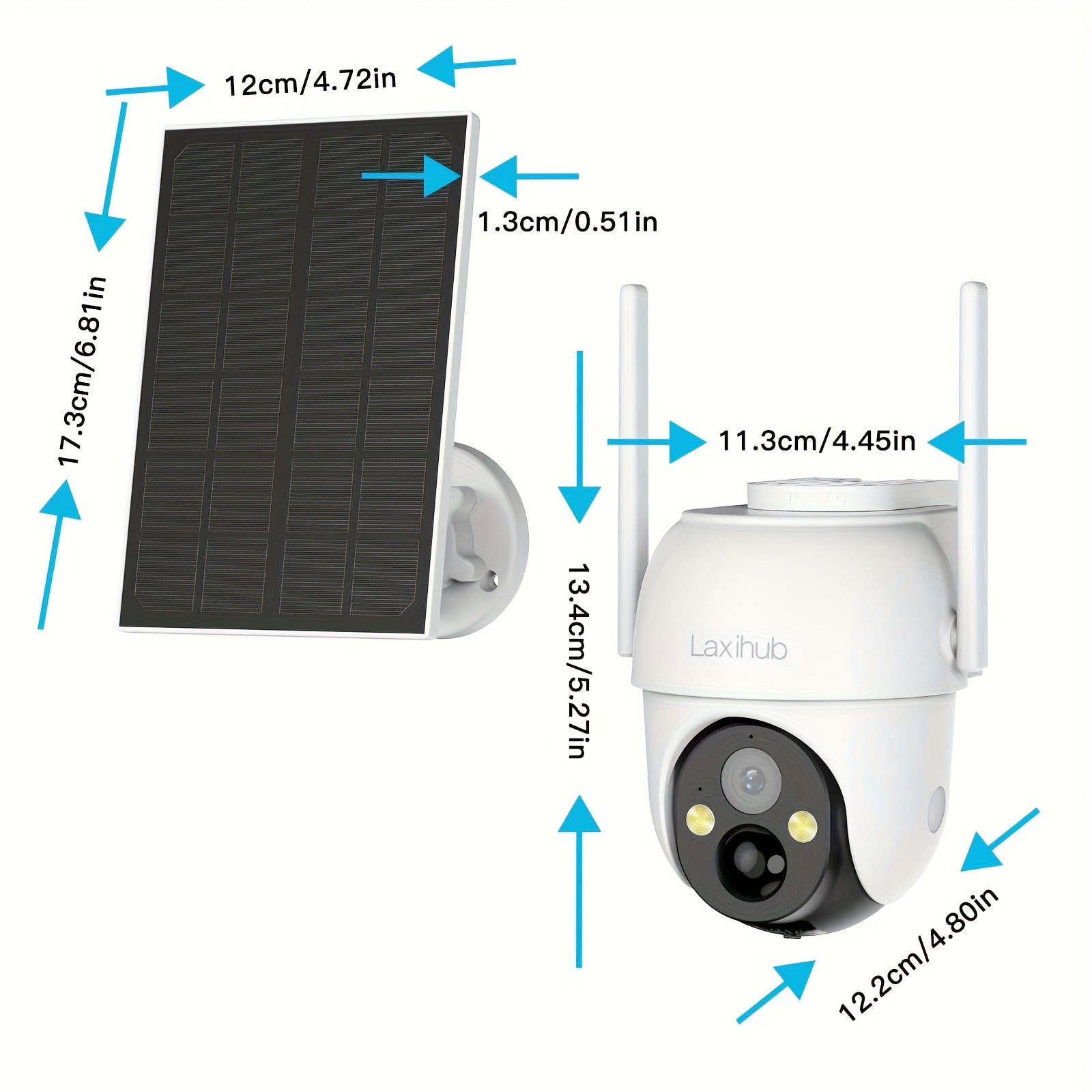 Laxihub GO2T 1296P FHD, 3MP FHD Security Camera Wireless Outdoor, PTZ Solar Wireless Security Camera with AI Human Detection, Wire-Free Battery Solar Powered, Color Night Vison, 2.4G Wi-Fi, 2-Way Audio, Prevent Rainwater Damage, Cloud Storage Outdoor