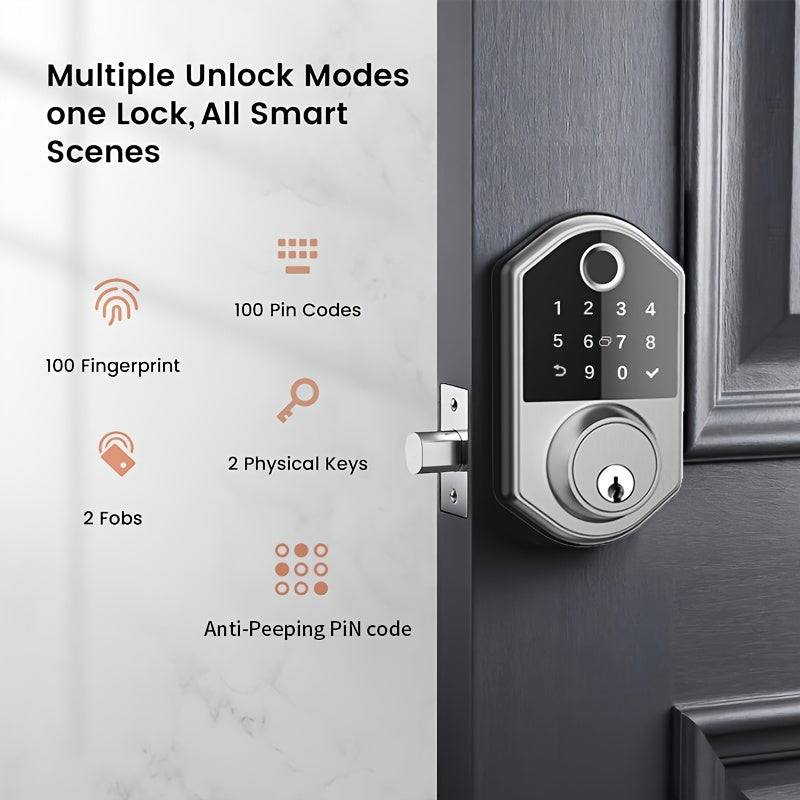 Biometric Fingerprint Smart Door Lock, Keyless Entry, Automatic Locking, Electronic Keypad , Biometric Recognition, Anti-peeping Password, Easy to Install