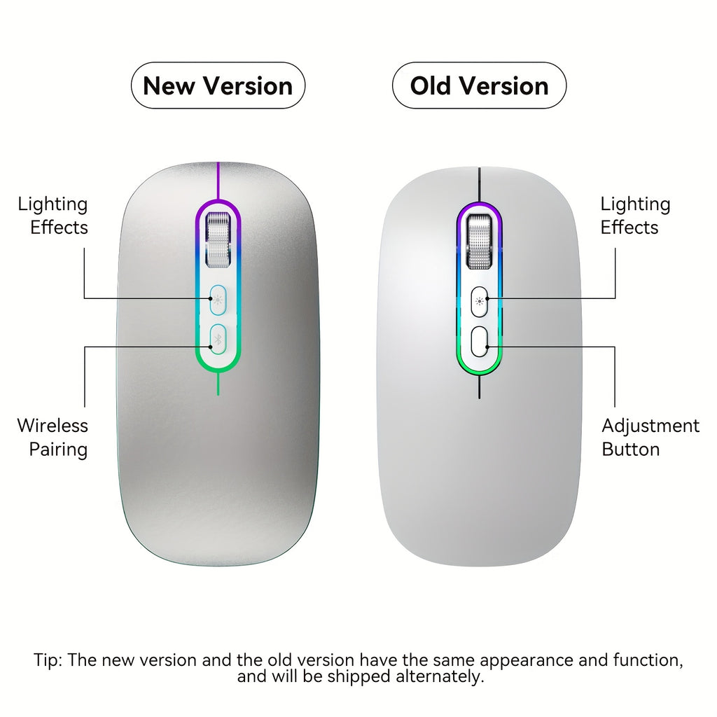 Cimetech Wireless Mouse, Slim Rechargeable Silent Mouse, LED Computer Mice with Dual Mode, Compatible with Ipad, Laptop, PC, Mac, Windows