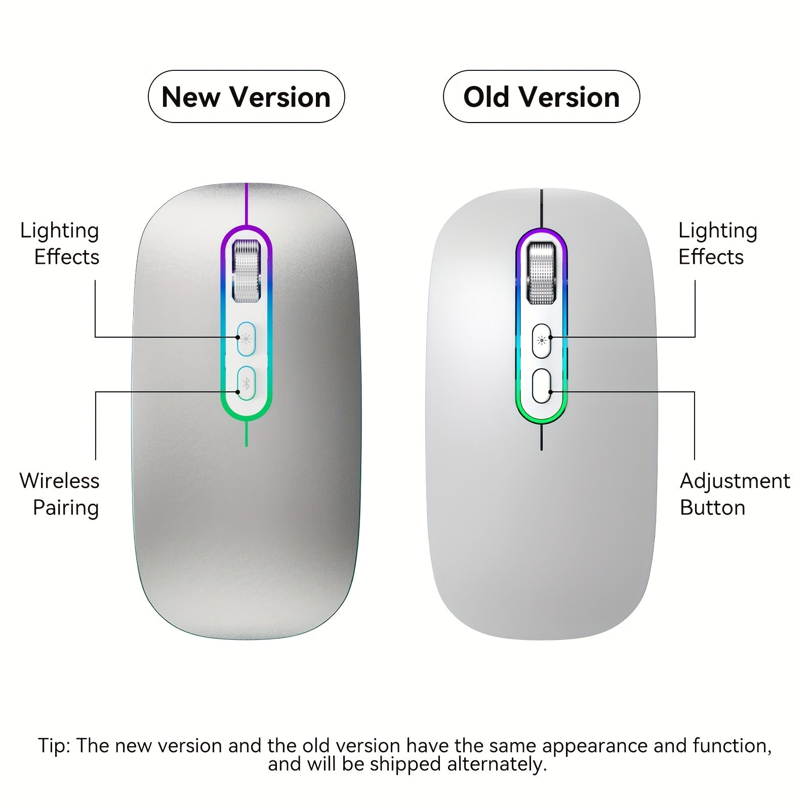 Cimetech Wireless Mouse, Slim Rechargeable Silent Mouse, LED Computer Mice with Dual Mode, Compatible with Ipad, Laptop, PC, Mac, Windows