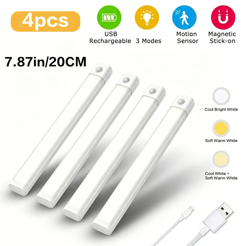 Intelligent LED Cabinet Lighting with Three Color Settings, Motion Sensor Switch, 5V USB, Ideal for Use in Cloakrooms, Living Areas, And Kitchens