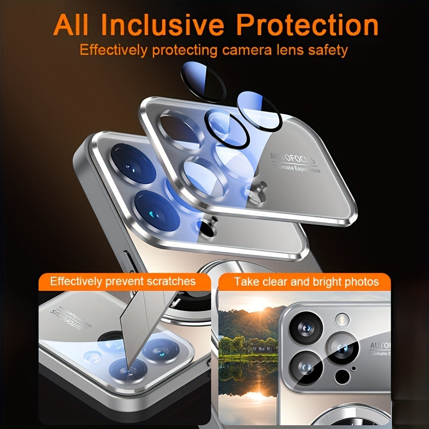 New Luxury Matte Titanium Phone Case, Compatible with Iphone 17 Pro, Iphone 17 Pro Max, Iphone 17 Air, And Iphone 17. Features Magnetic Wireless Charging, Shockproof Glass for Camera Lenses, And a Built-In Lens Protector. A Perfect Christmas Gift.
