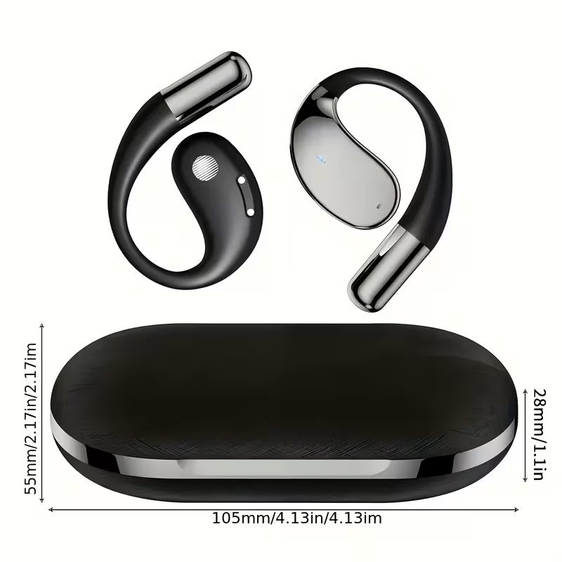 Wireless Bone Conduction Headphones Bluetooth 5.4, Open Ear Sports Earbuds with 80H Battery & LED Display, Stereo Bass Noise Cancelling Mic, Ideal Father's Day Gift for, Independence Day Gift