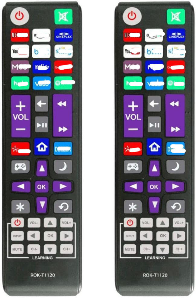 2 Pack Universal Remote Fit for All RK TV Brand TC-L,San-yo,L-G, R-CA, Phi-lips, HITA-CHI,O-NN,Insi-gnia,Sha-rp,JV-C, and App-le 1,2,3 Generations, Bo-se Wa-ve I/II/III/IV, NOT for RK Stick