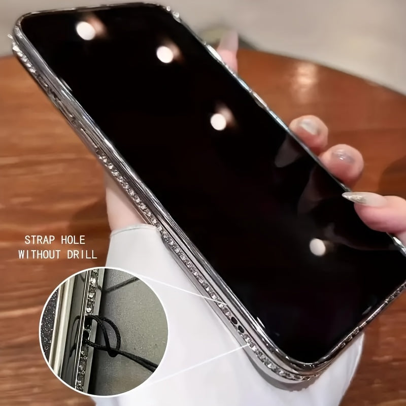 Shiny High-End Fashionable New Side Diamond Magnetic Phone Case Suitable for iPhone 17 16 15 14 13 Pro Max Plus Air 16e, Supports Wireless Charging