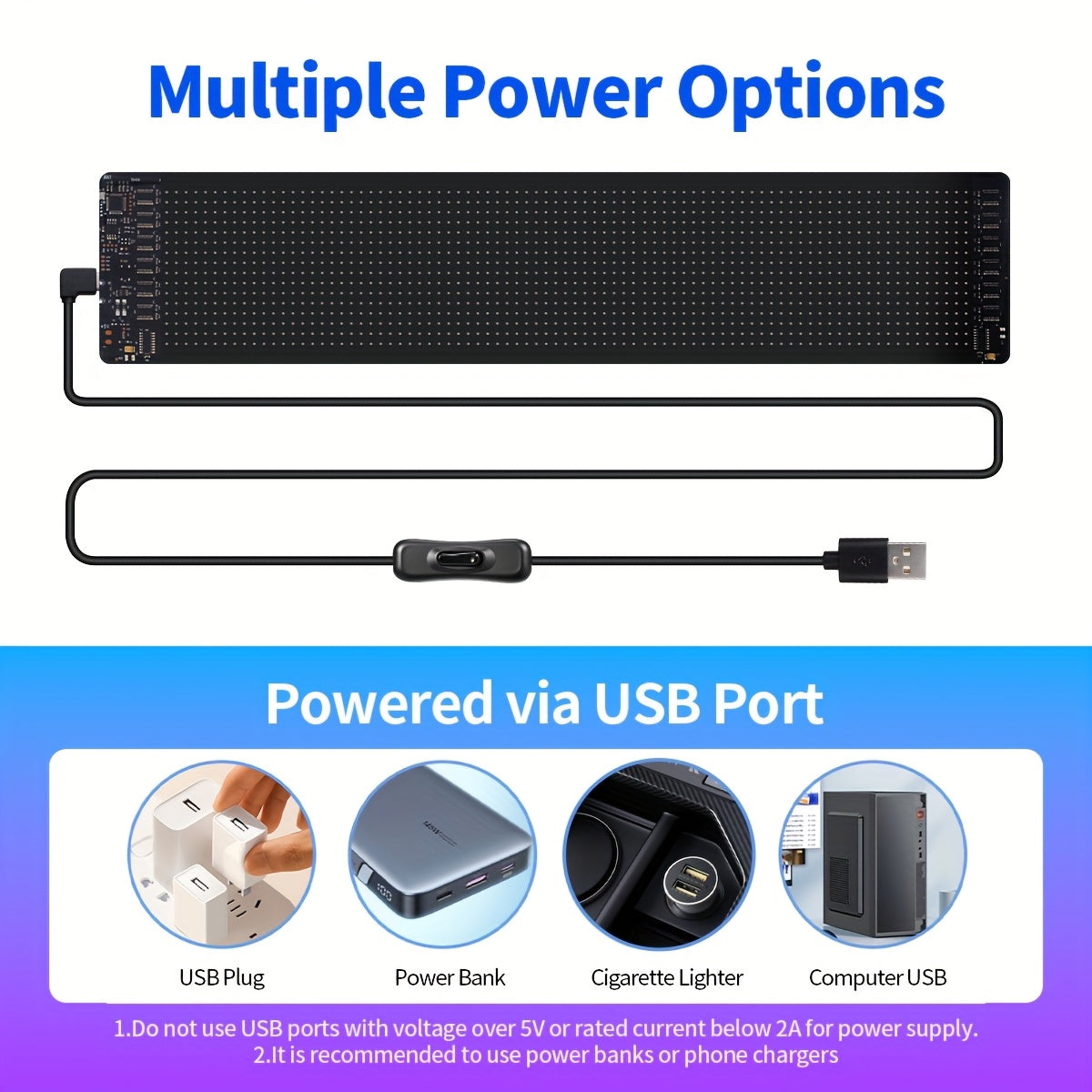 [Christmas] 1pc 16X32/16X64/16X96 LED 5V LED Fun Display, Devil's Eye Flexible LED Screen, Support Text/Picture/Gif, With App And Remote Control, Cable For Store/Car/Riding Fun Interactive Screen, Christmas Decorations
