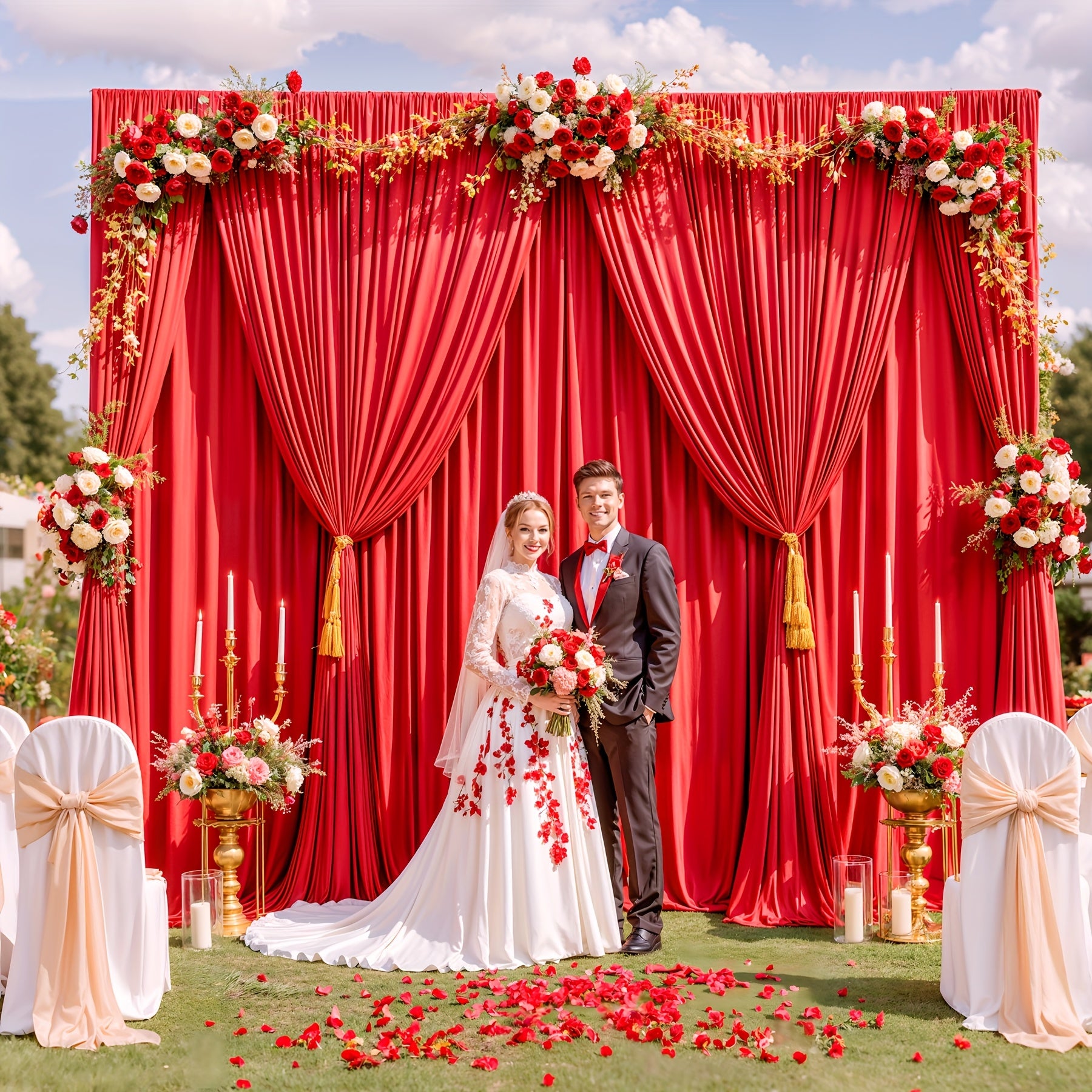2pcs Of 10ft*10ft Elegant Polyester Spandex Photography Background Cloth, Banquet Decoration Curtains with Pole Bags, Soft And Smooth, Wear-resistant And Wrinkle-resistant, Suitable for Weddings, Birthdays, Banquets, Balls And Other Activities.