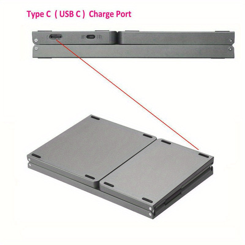 1pc Foldable Wireless Keyboard with Numeric Keypad, USB Rechargeable Lithium Polymer Battery, Type-C Charging, Compatible with Windows, for Android, iOS Devices - Portable  Keyboard