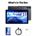 [Android 2-in-1 Tablet] Android 2-in-1 Tablet, 10. 1-inch, Running the Latest Android 15 System, 32GB Storage Expandable up to 1TB, 8GB RAM with 3GB+5GB Expandable Memory, Available with Keyboard, Protective Case, Mouse, and Stylus Pen, 6000mAh Battery, D