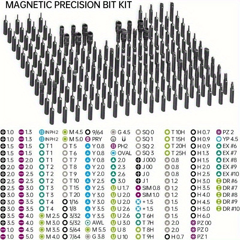 [Professional Repair Kit] 180-In-1 Manual Precision Screwdriver Set, Container Modeling Design, Angular, Stylish, Professional Magnetic Repair Kit, Suitable for Laptops, Mobile Phones, Cameras, Tablets, Household Appliances, Glasses, Game Consoles, Etc