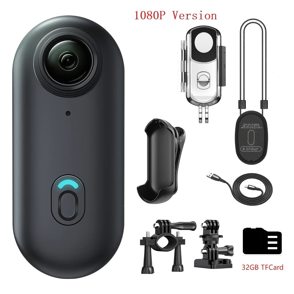 4K 1080P Thumb Action Camera, HD Sports Camera, Automatic Exposure, TF Card Compatible, 800mAh Battery, Rechargeable Lithium-Polymer, Ideal for Cycling, Hiking, Sports Enthusiasts