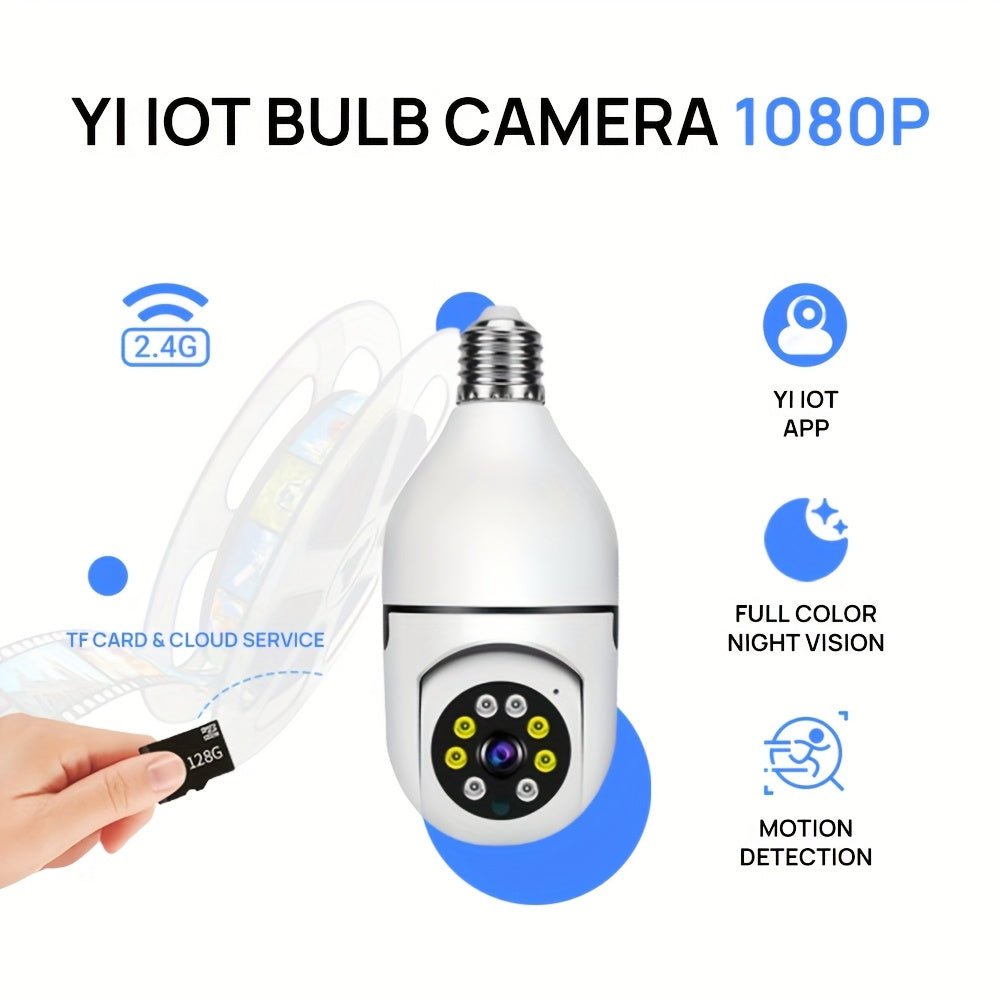 [1080P] 1/2Pc 3MP Light Bulb Camera 2.4Ghz Wifi, 1080P Wireless Surveillance Camera with Full-Color Night Vision, Two Way Audio, Motion Detection, 360° Pan&Tilt for Home Security