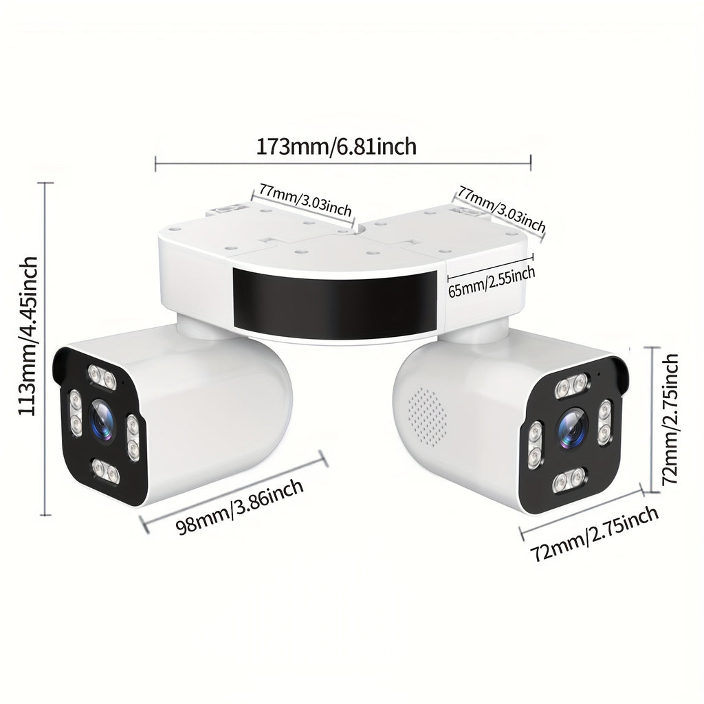 Dual Lens PTZ Security Camera Outdoor Wireless with 360° Pan-Tilt-Zoom, 5.0MP Motion Sensor, Two-Way Audio & Siren Alarm, Night Vision, WiFi Suitable for Home Security System, /Outdoor Surveillance Camera with App