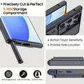 Phone Case: 1pc for Samsung Galaxy S24 Ultra Case with Card Holder (4-5 Cards), Kickstand And Sliding Lens Cover for Enhanced Protection, Rugged Wallet Case for Galaxy S24 Ultra 2024, Available In Three Colors