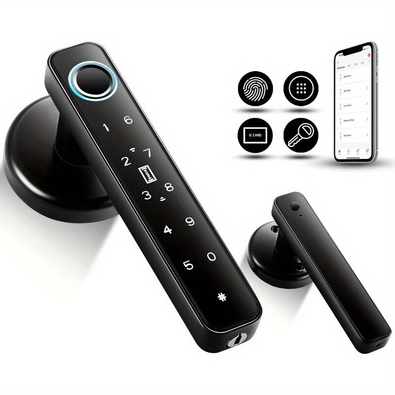 Smart Door Lock with Fingerprint Scanner, 5-In-1 Keyless Entry System (Fingerprint/Password/Nfc/ Backup/Physical Keys) - App-Controlled Deadbolt, Alexa Compatible, for Home/Apartment/Door, - (Keys Included)