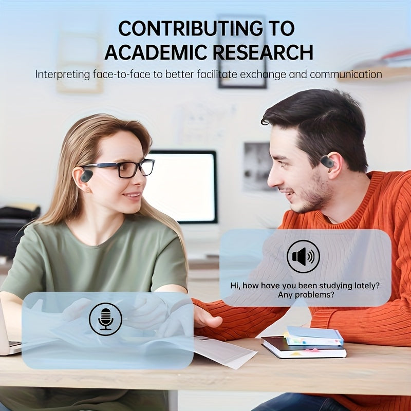 Ai-Powered Real-Time Translation Earbuds, Two-Way Interpreter for 144 Languages, Rechargeable Via USB Or Battery, Ideal for Travel, Business, Shopping, Learning, Carrying Pouch Included