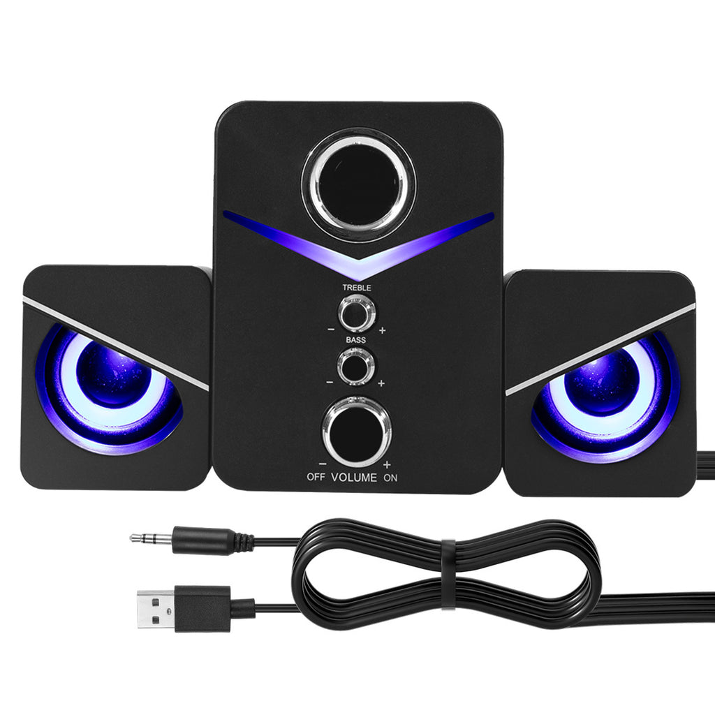 Computer Speakers, USB Powered Wired Desktop Laptop Desktop Audio System with 3" Subwoofer and Dual 2" Tweeter, 3.5mm Aux Audio Input Game Speaker