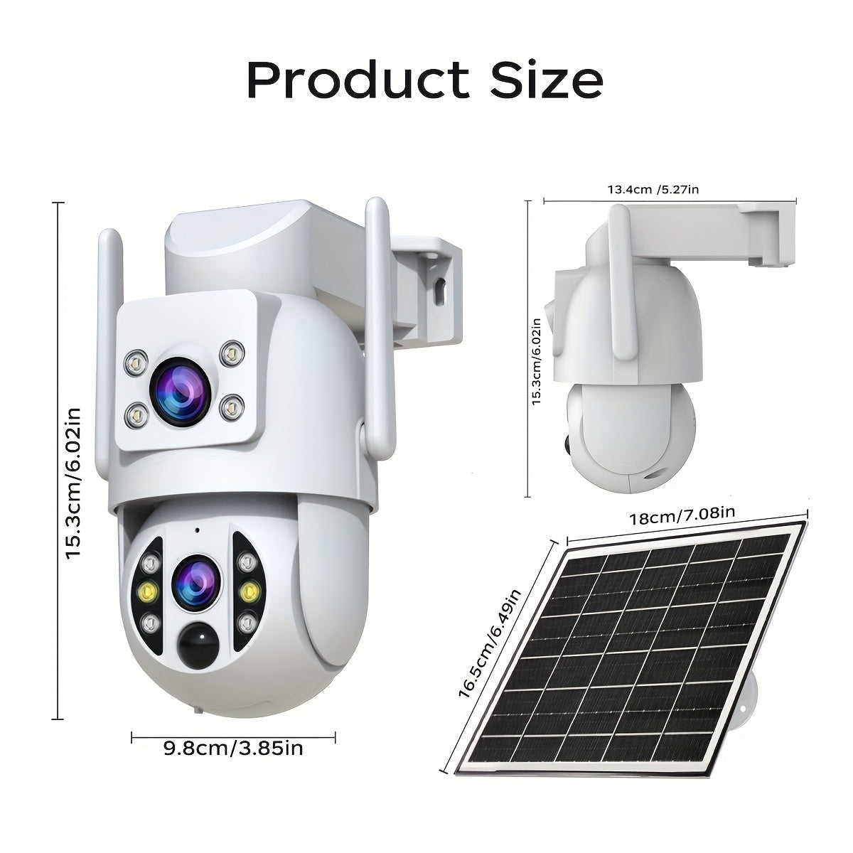 JOOAN Solar-Powered Outdoor Surveillance Camera Featuring 360° PTZ View, Dual Lenses & Display, 1296P HD Quality, Two-Way Communication, Motion Detection Alert, Color Night Vision, Rechargeable Battery, Wall Mounting, Wifi/Sd Storage