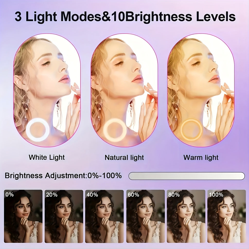 [ZOMEI] 10/12-Inch LED Selfie Ring Light, Compatible with Dual Phone Clips/Adjustable Bracket - 3 Color Modes, 12 Brightness Levels, USB Powered, Phone Stand/Ring-shaped Fill Light- Ideal for Makeup, Photography & Video, Selfie Stick for Phone