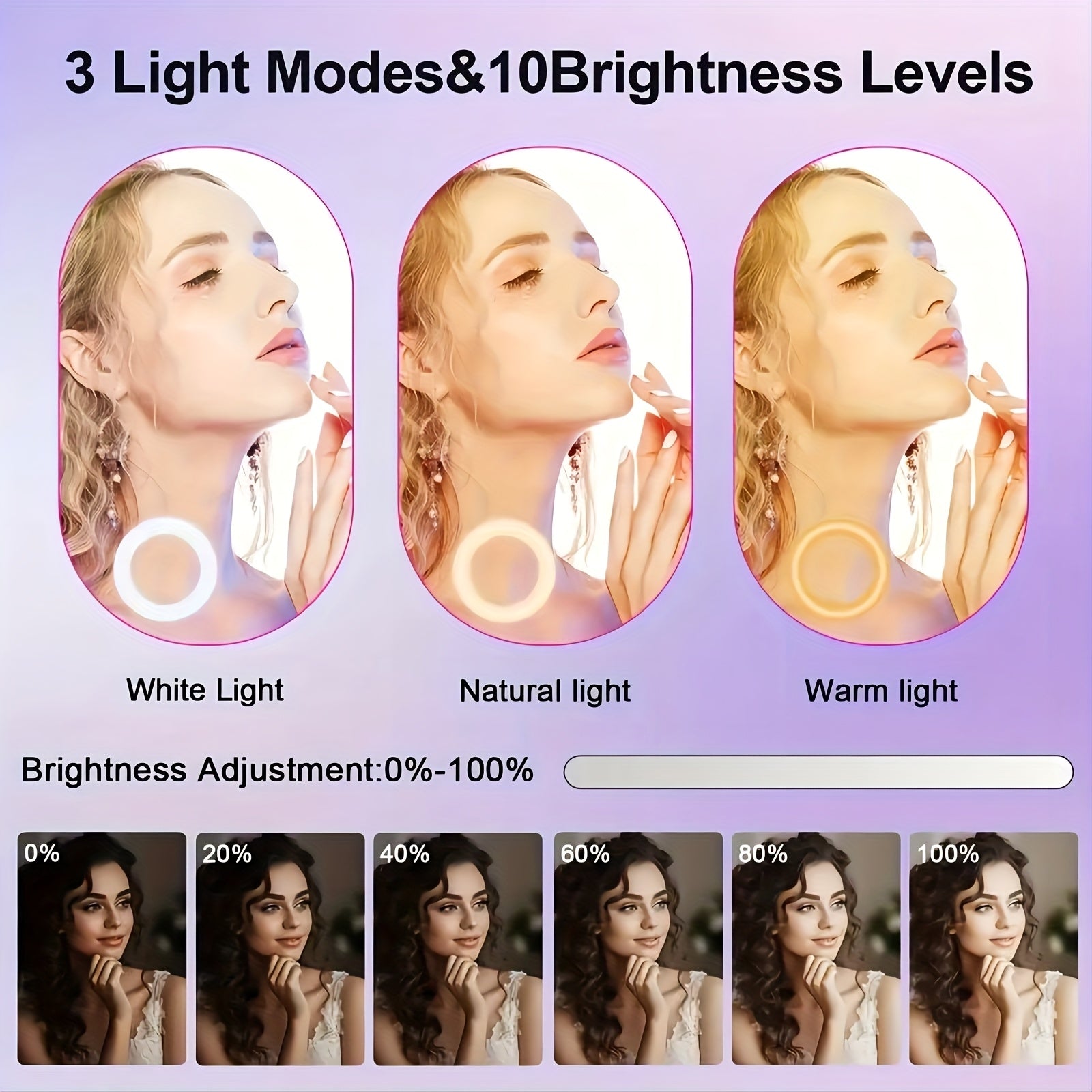 [ZOMEI] 10/12-Inch LED Selfie Ring Light, Compatible with Dual Phone Clips/Adjustable Bracket - 3 Color Modes, 12 Brightness Levels, USB Powered, Phone Stand/Ring-shaped Fill Light- Ideal for Makeup, Photography & Video, Selfie Stick for Phone