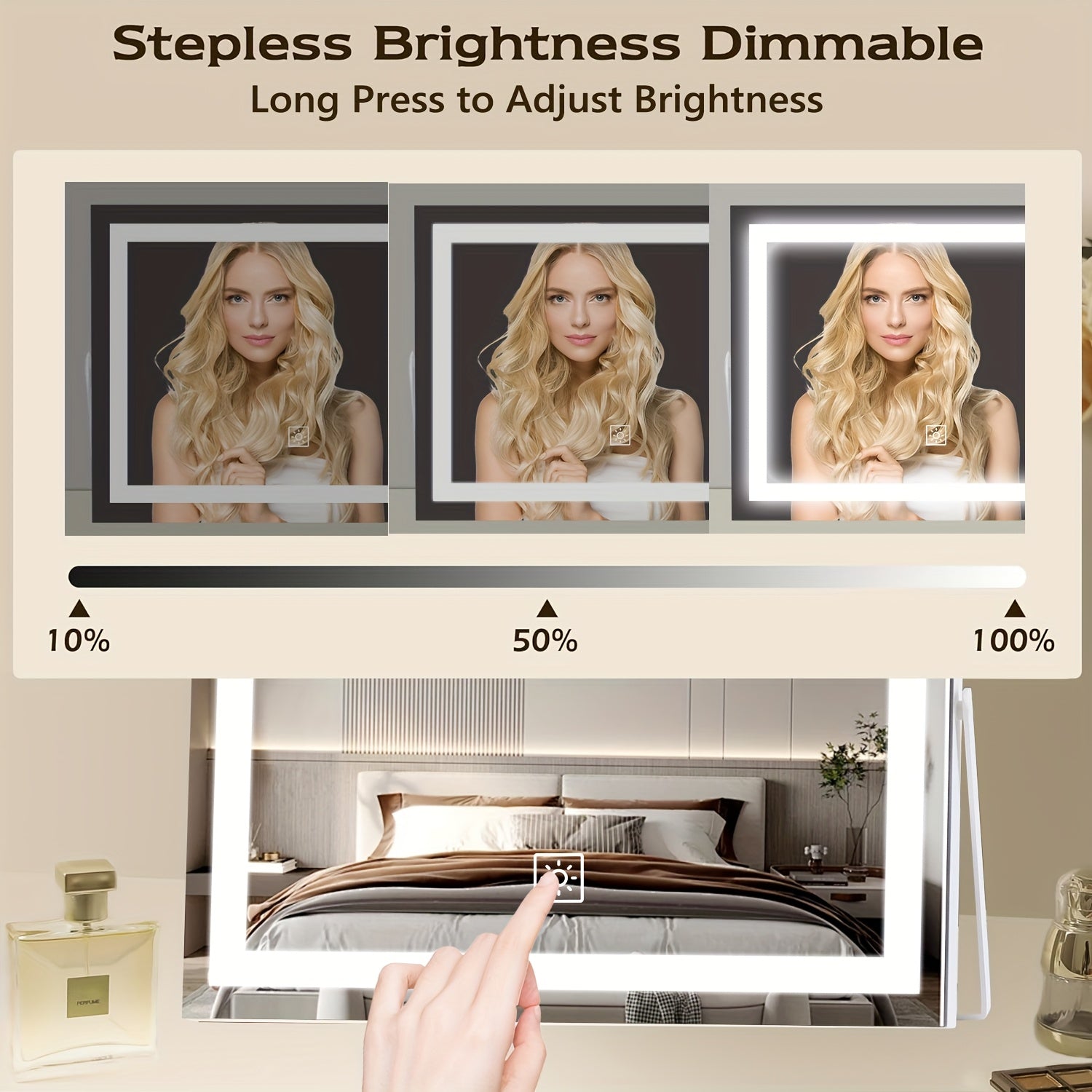 Vanity Mirror with Lights - Smart Touch Control 3 Colors & Adjustable Brightness Makeup Mirror with 15X Magnifier, 360° Rotation for Bedroom Bathroom & Dressing Room Perfect Gift for Women, Room Decor, Girly Must Haves Cheap, for Professional & Home