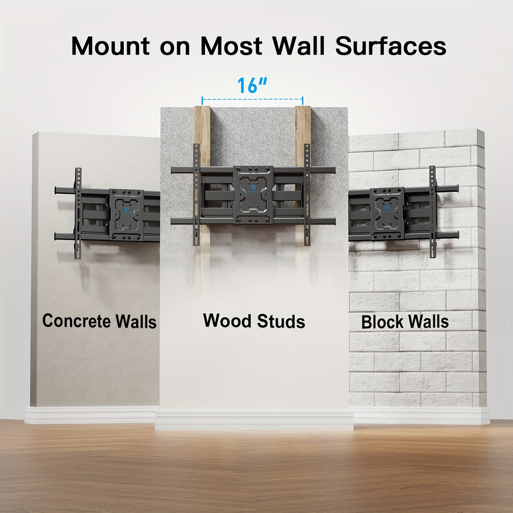 Full Motion Tv Wall Mount | Articulating Arms, Swivel, Tilt, And Rotation For Most 37-75 Inch Oled, Lcd, Led Flat And Curved Tvs, Max Vesa 600X400Mm, Extends To 24-Inch Wood Studs, Supports Up To 132 Lbs
