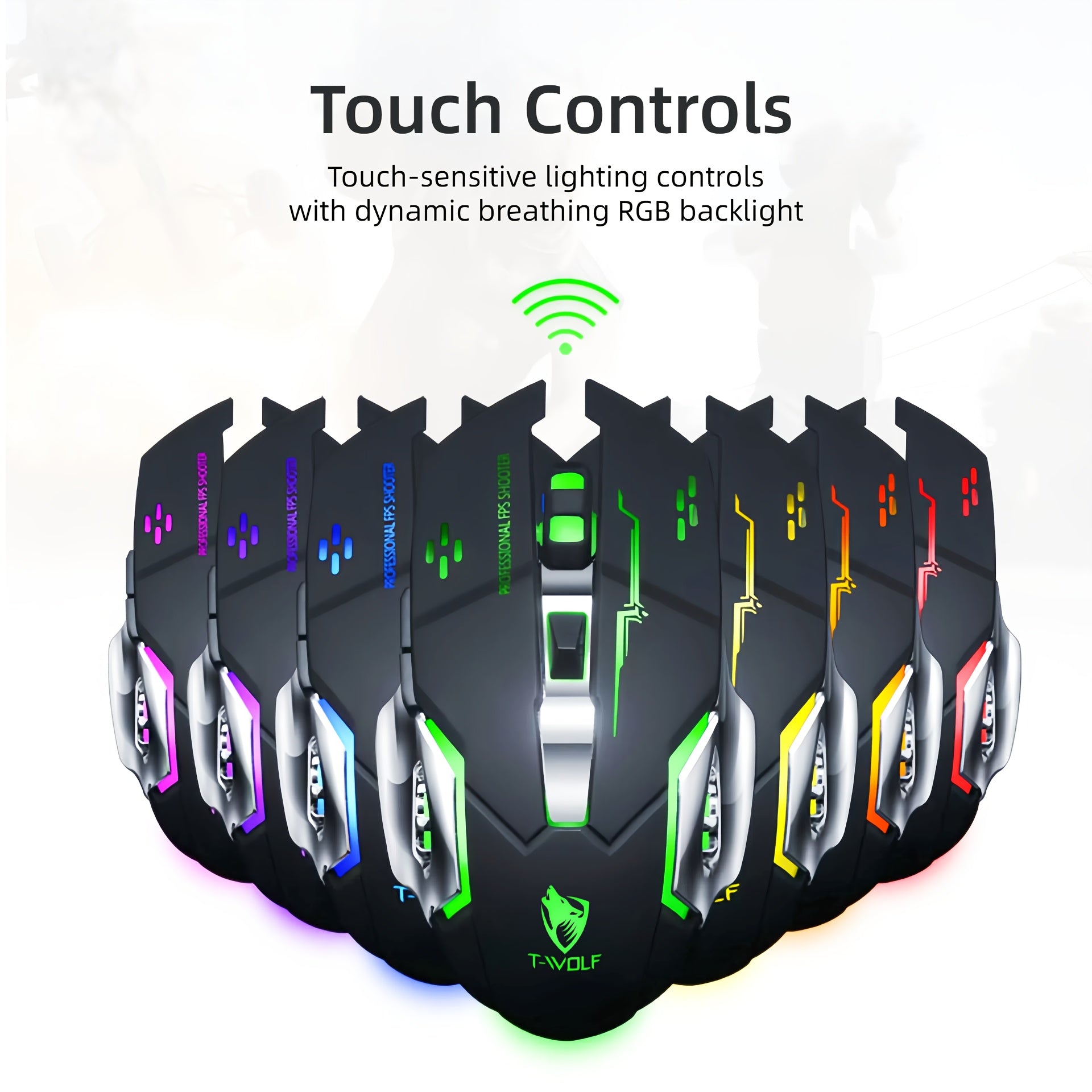 RGB Wireless Gaming Mouse, T-WOLF 2.4GHz + Wireless Rechargeable Mouse, Ergonomic Full Size Large Mouse For Long Hours Of Work Gaming And Study, Laptop PC Tablet Computer And Gaming Accessories, Back To School Gift