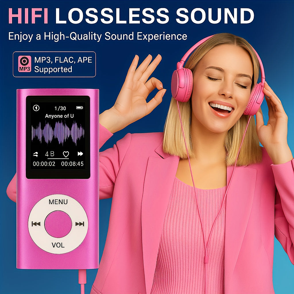 1 Portable MP3/MP4 Player with 128GB Expandable Storage Lossless Audio MP3 WMA FLAC APE And Video Playback E-Book Reader Photo And Video Viewer LCD Screen Alloy Body Ideal for Music Reading Travel And Offline Use Perfect Christmas Gift SD Card Not I