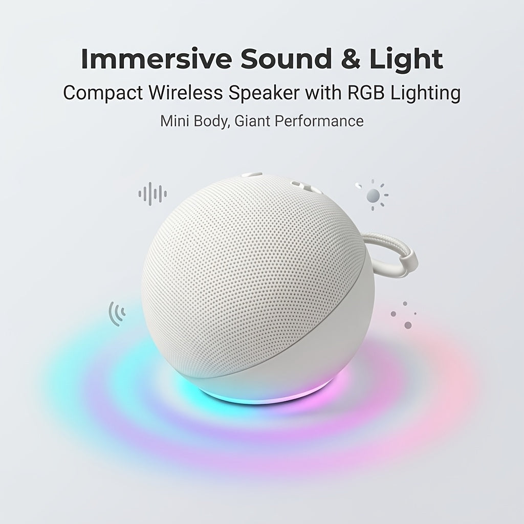 Spherical 5Th Gen Alexa Dot Smart Speaker with RGB LED Light, Wireless Subwoofer, TWS Connection, And Portable Base