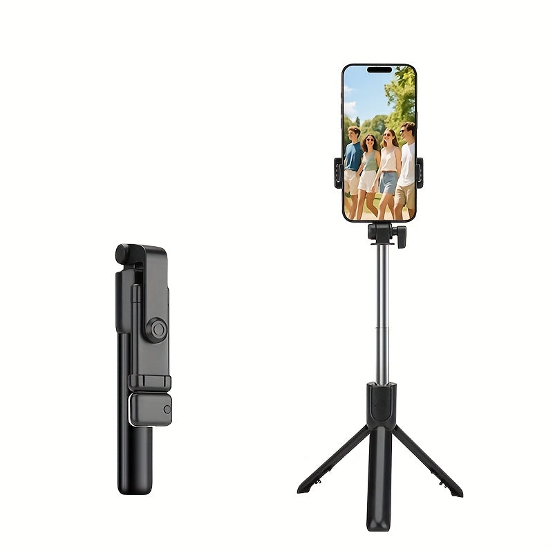 Expandable Selfie Stick for Phones Featuring an Integrated Fill Light, Designed for Professional Live Streaming. This Wireless Remote-Controlled Tripod Rotates 360° And Is Perfect for Hiking, Travel, Vlogging, And Outdoor Activities