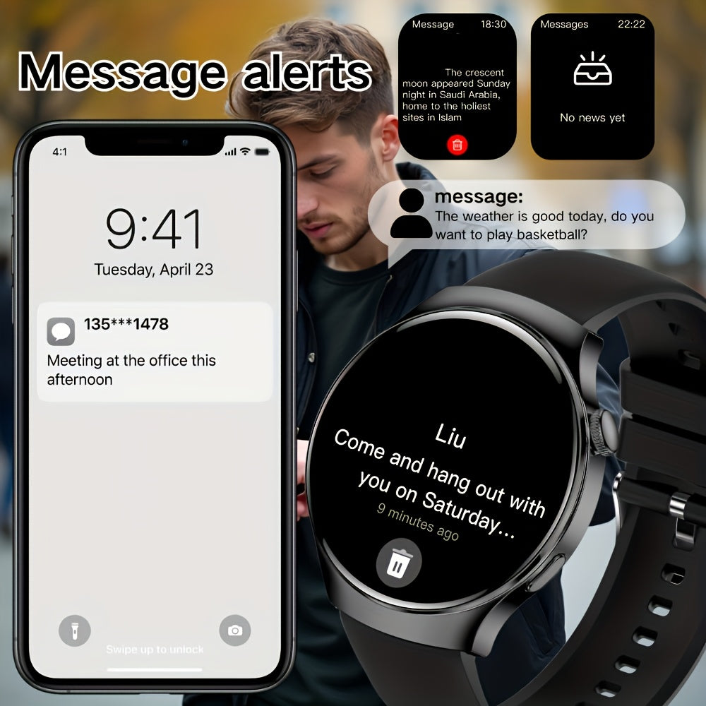 Watch 4 Pro Smart Watch Wireless Call, Smartwatch for Men Women, Weather Alerts, Music Playback Control, Message Notifications, Step Counter, Calorie Tracking, Men'S Business Style Smart Watch, Compatible with Android And Iphone
