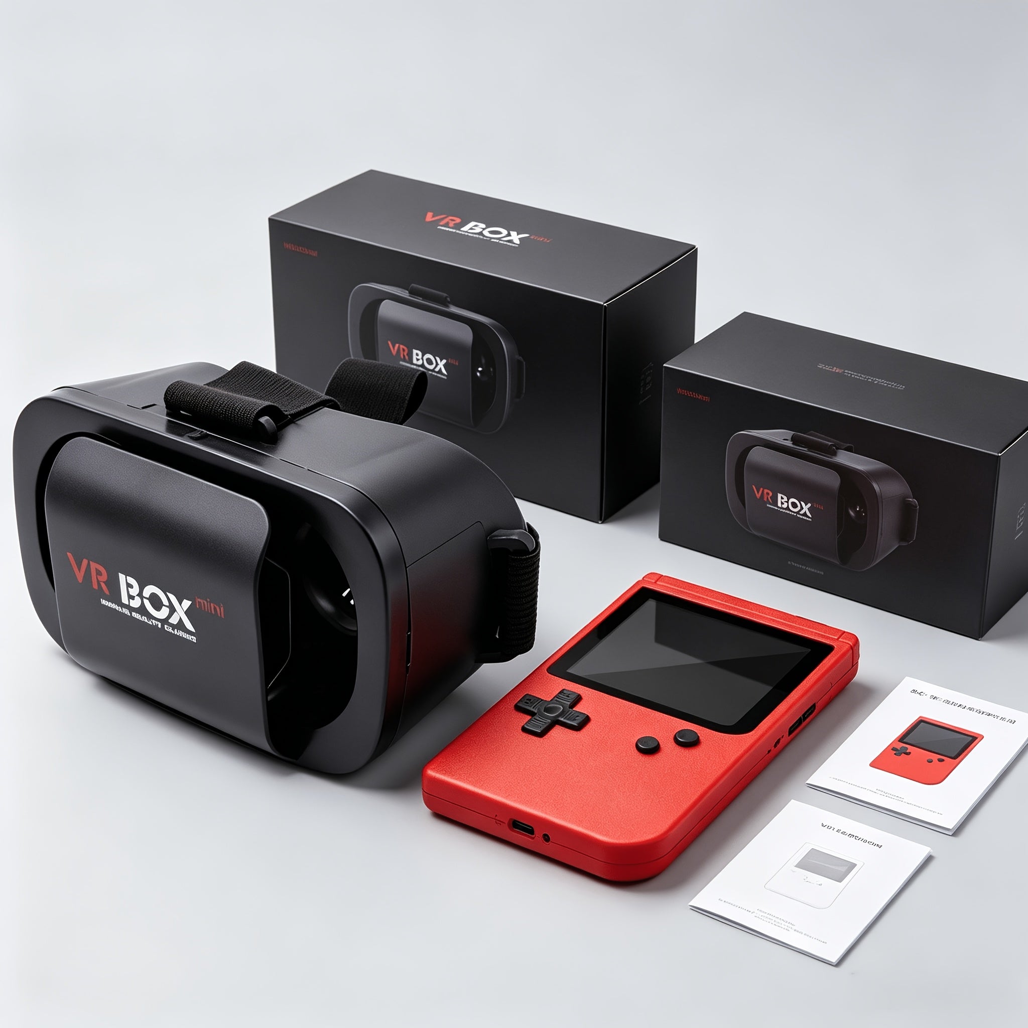 2026 New Mini 3DVR Glasses And Handheld Game Console Set, HD Virtual Reality Glasses with Retro Handheld Game Console, Small Head Size Friendly, Immersive Viewing, Portable Design, Play Games Anytime, Retro Nostalgic Game Console