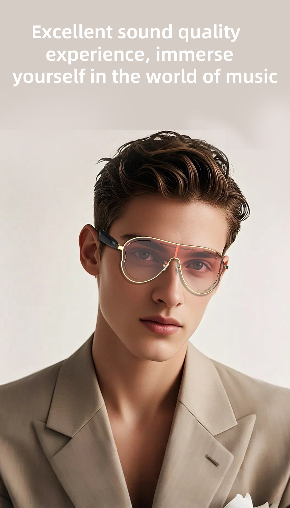 New Smart Audio Glasses with Stereo Sound Quality, Touch Control Adjustment, Clear Call Quality, Intelligent Noise Reduction, Type-c Charging, Rechargeable Battery, Ultra-long Standby Time, Fashionable And Stylish, Suitable for Travel
