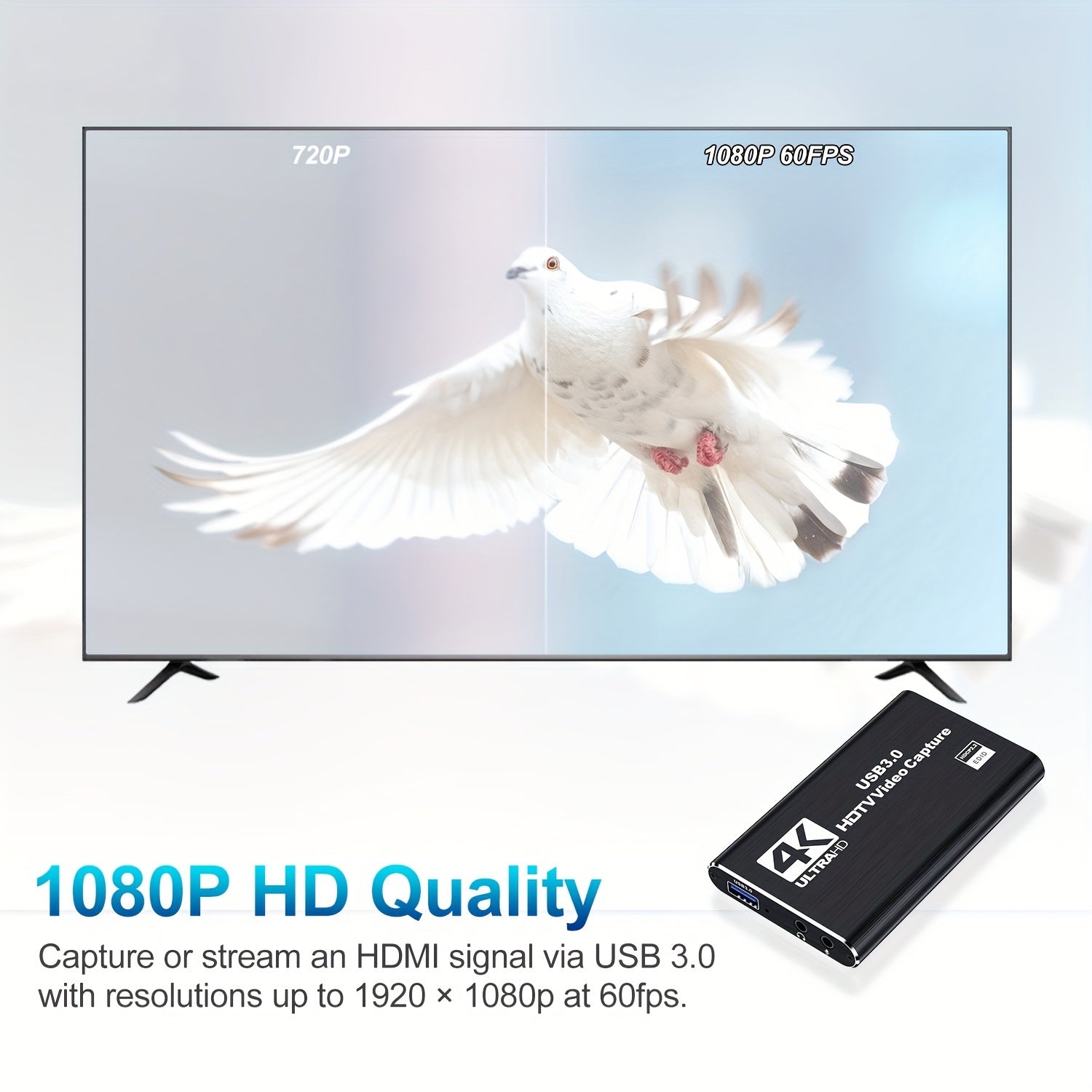 4K HDTV Capture Card for Streaming, Audio Video Capture Card with Microphone 4K HDTV Loop-Out, 1080P 60fps Video Recorder for Gaming/Live Streaming/Video Conference, Works for Nintendo Switch/PS4/OBS/Camera/PC