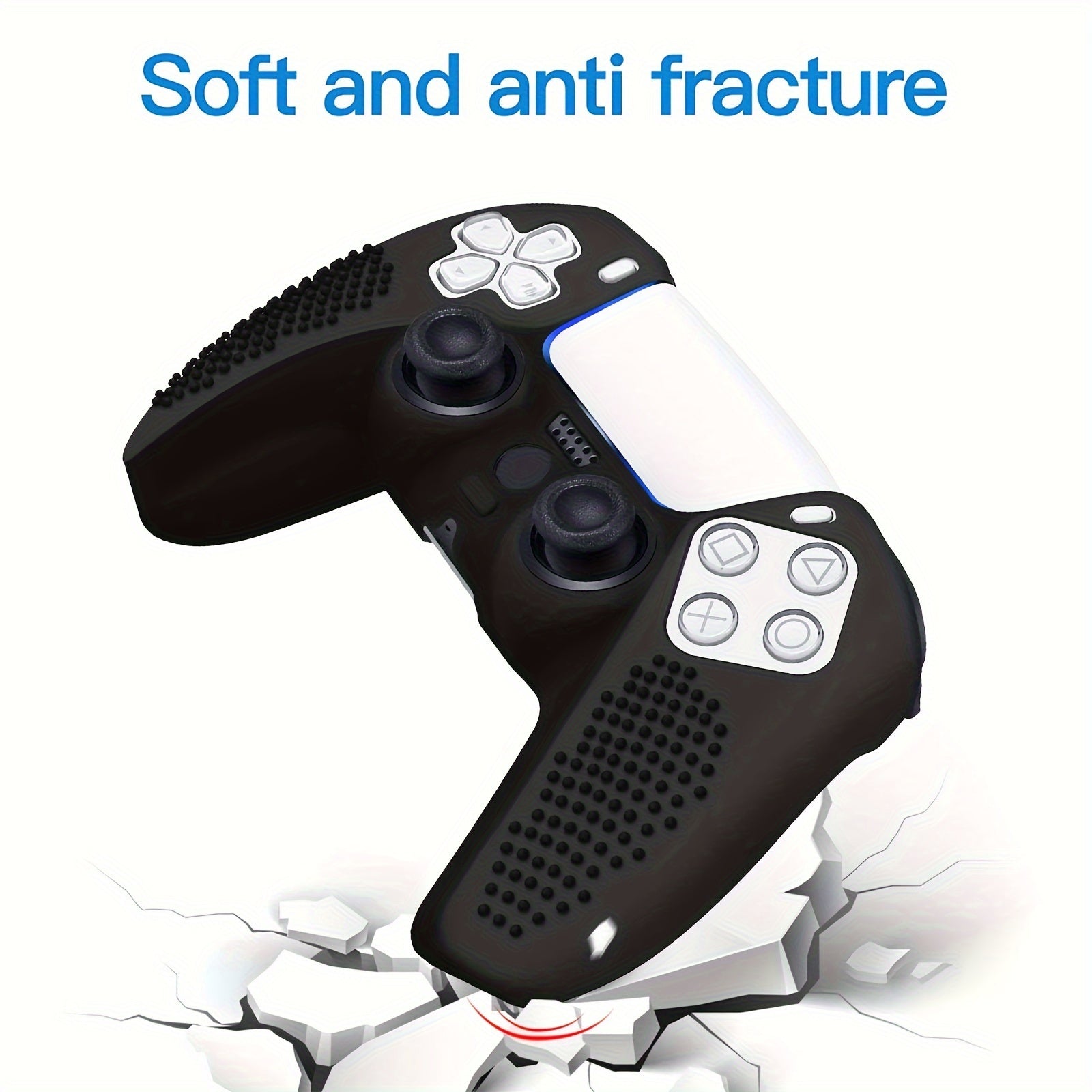 Silicone Cover Protector Case, Grip Protective Case, with 10 Thumb Grips Caps, Accessories Set for PS5 Controller