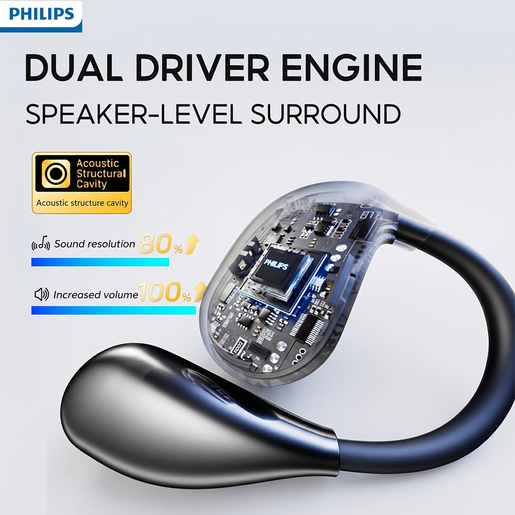 Philips TAT2769 Wireless Earbuds, 360° Spatial Audio, BT 5.4 Sports Headphones, 20H Playtime Hi-Fi Bass, Secure Fit Headset for Gym & Running