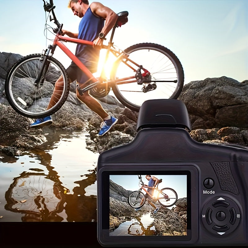 Digital Camera Photography with 2.4-inch LCD Screen, 16x Digital Zoom 1080P Mini Camera Vlog Camera with 9.88mm Wide-angle Lens Cool Stuff Travel Essentials Gift, Body Camera Compact Travel Camera, Vlogging Camera, Complimentary 32G Memory Card And