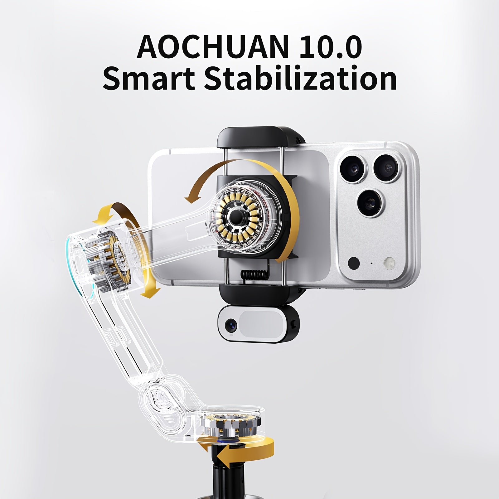 [Gimbal Stabilizer] AOCHUAN Foldable Portable Gimbal: 3-axis Stabilization, 360-degree Rotation, AI Automatic Face Tracking, Built-in Extendable Pole, Magnetic Wireless Remote Control With Panoramic Gesture Control Ideal For Vlogging