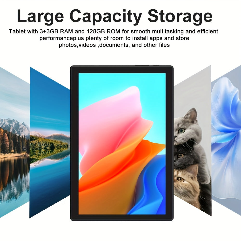 10.1-Inch Android Tablet, a Versatile 2-In-1 Device with Keyboard, Mouse, And Case, Featuring 6GB RAM And 128GB SSD, 1280X800 IPS HD Touchscreen, Dual Cameras, Wifi, And 4G LTE Support. Ideal for Home And Personal Use, Tablet, Pad