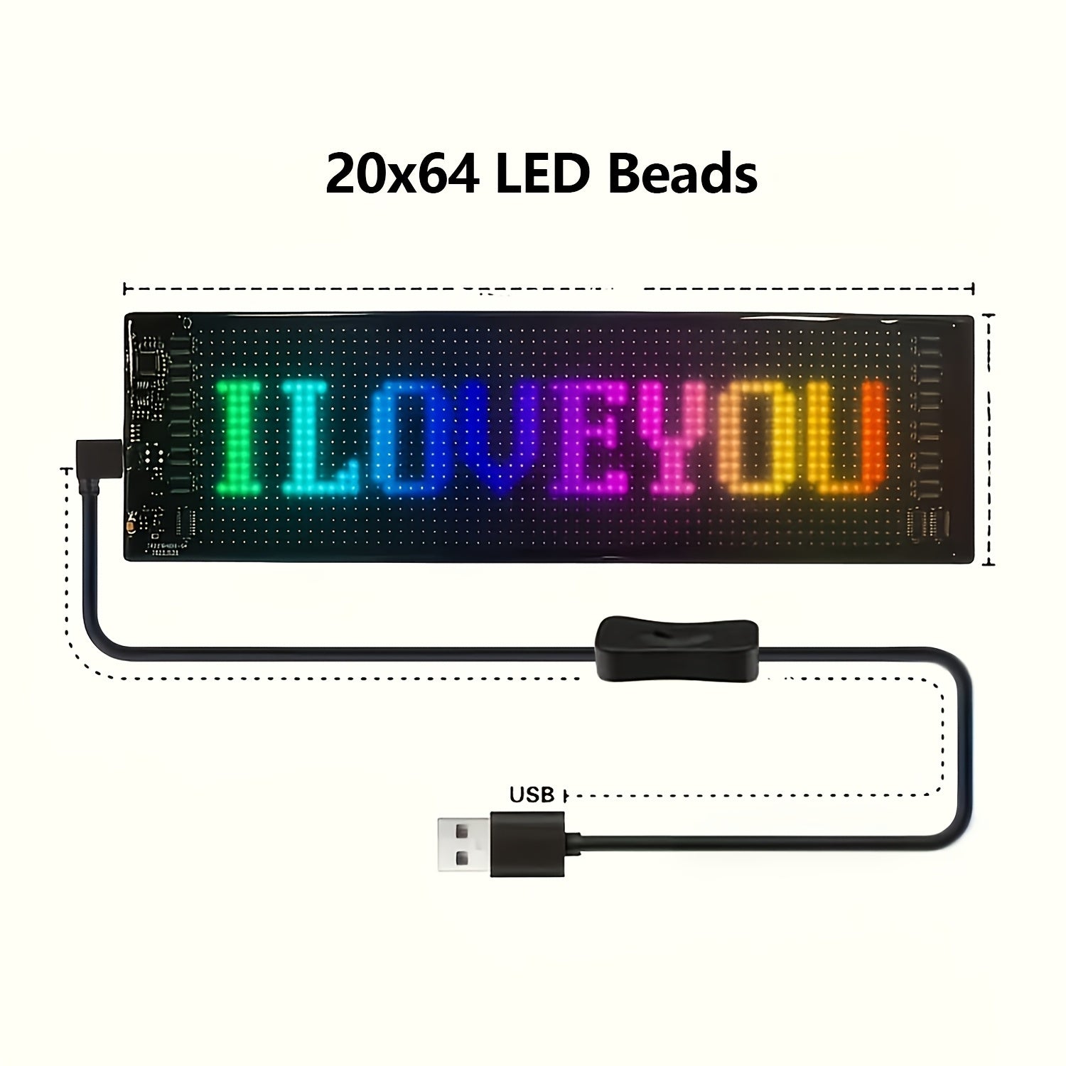 [Flexible LED Matrix Panel]LED Matrix Panel Identification, with USB Power Supply, Application Control and Remote Control; Flexible, DIY Programmable Lighting, Suitable for Cars, Stores, Hotels, Holidays; Easy to Install, Durable Design(No Remote