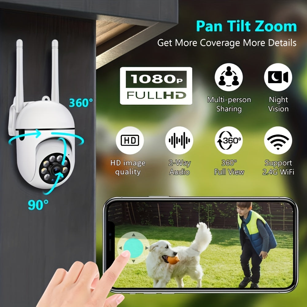 4pcs Wifi Dome Camera AI Motion Tracking, Security Camera, 1080P HD Camera Horizontal 360 Degree Vertical 100 Degree, PTZ Technology, PIR, Light-Dependent Resistor, Soft LDR, Wifi 2.4G/5G Use, Wall Hanging, App Control, with Two-Way Audio