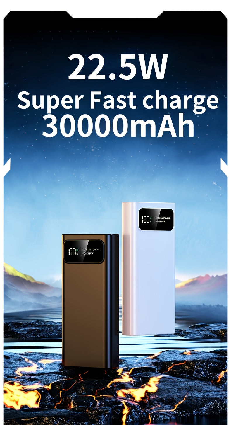 30000mAh Large-capacity Mobile Phone Power Bank, Bidirectional Fast Charging, Outdoor Emergency Power Backup Battery Pack, Portable Power Supply, Ultra-fast Charging, Supports Simultaneous Charging Of Multiple Devices, Holiday Gift, Christmas Gift