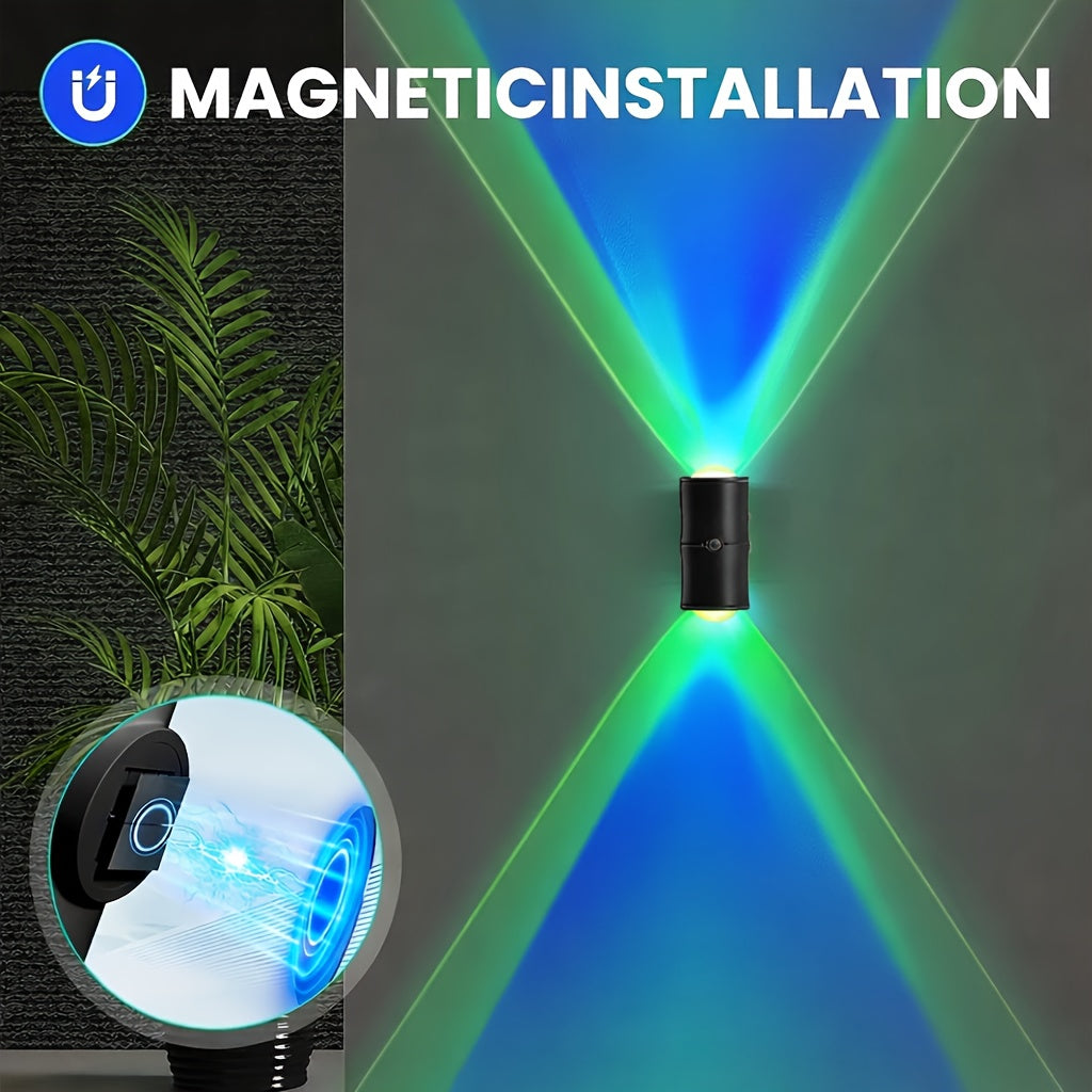 [2/4pcs RGB Motion Sensor Lights] Rechargeable LED Wall Lights with Motion Detection | Magnetic RGB Night Lights, Adjustable RGB Gradient Ambient Lighting, Battery Operated, Ideal for Bedroom, Living Room, And Cabinet Decoration