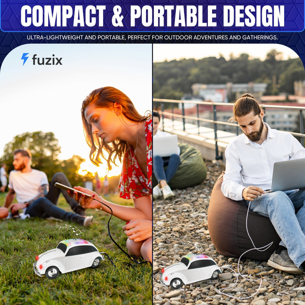 Fuzix WS-1958 Car Bluetooth Portable Speaker, Retro Car-Style Wireless Stereo Speaker with LED Headlights and Taillights, AUX/USB/TF/FM Radio Support, Rechargeable Battery, Clear and Powerful Sound Quality, Multiple Playback Modes, High-Quality Festival G