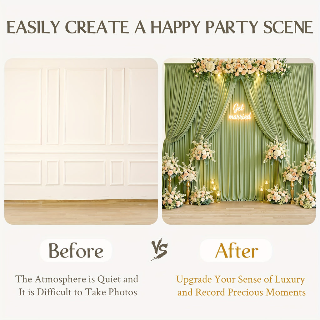 2pcs of High-End And Elegant Party Decoration Backdrop Cloth, Wear-Resistant, Wrinkle-Resistant, Soft And Smooth, Non-Transparent Party Decoration Backdrop Curtains, Suitable for Wedding, Birthday, Christening And Other Party Activities