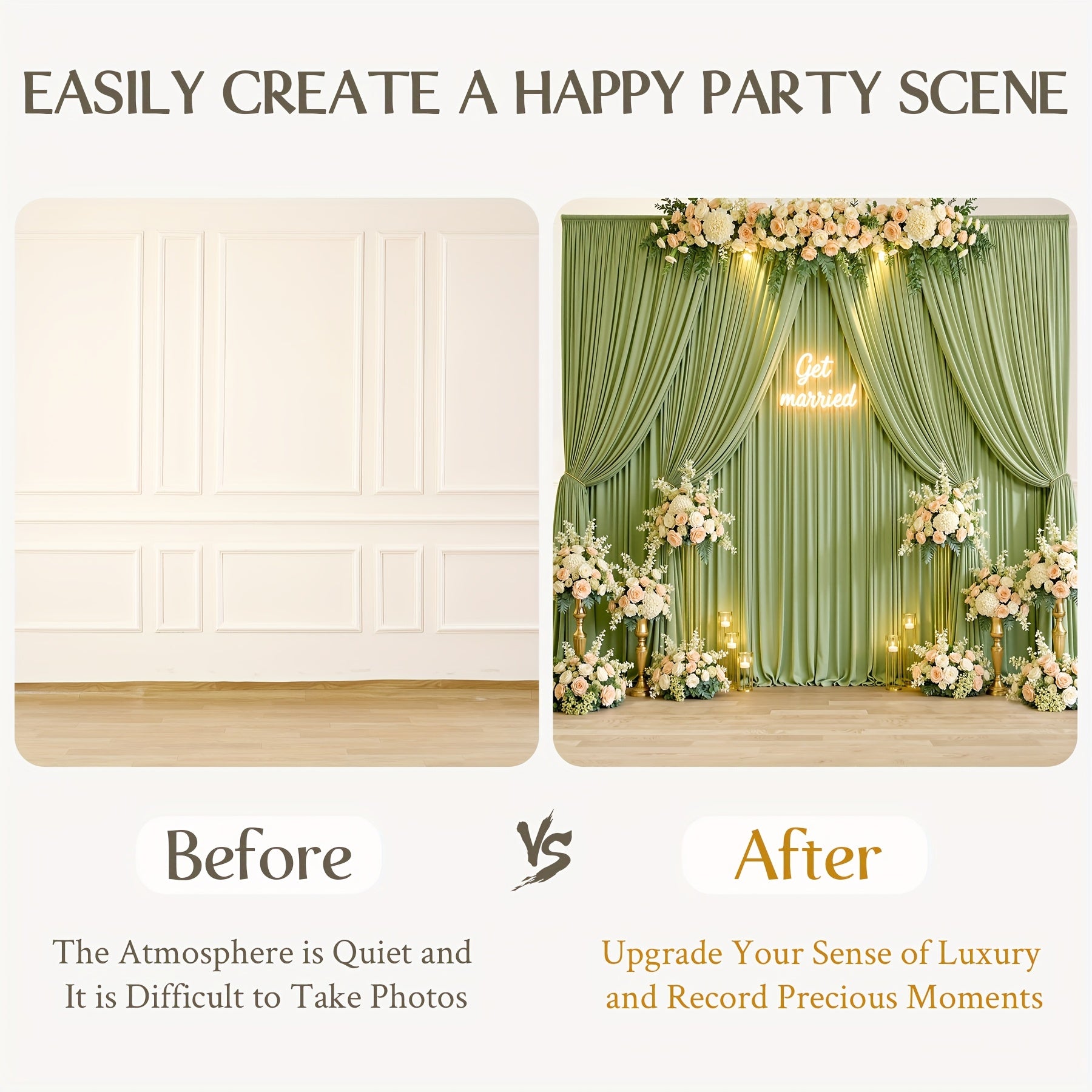 2pcs of High-End And Elegant Party Decoration Backdrop Cloth, Wear-Resistant, Wrinkle-Resistant, Soft And Smooth, Non-Transparent Party Decoration Backdrop Curtains, Suitable for Wedding, Birthday, Christening And Other Party Activities